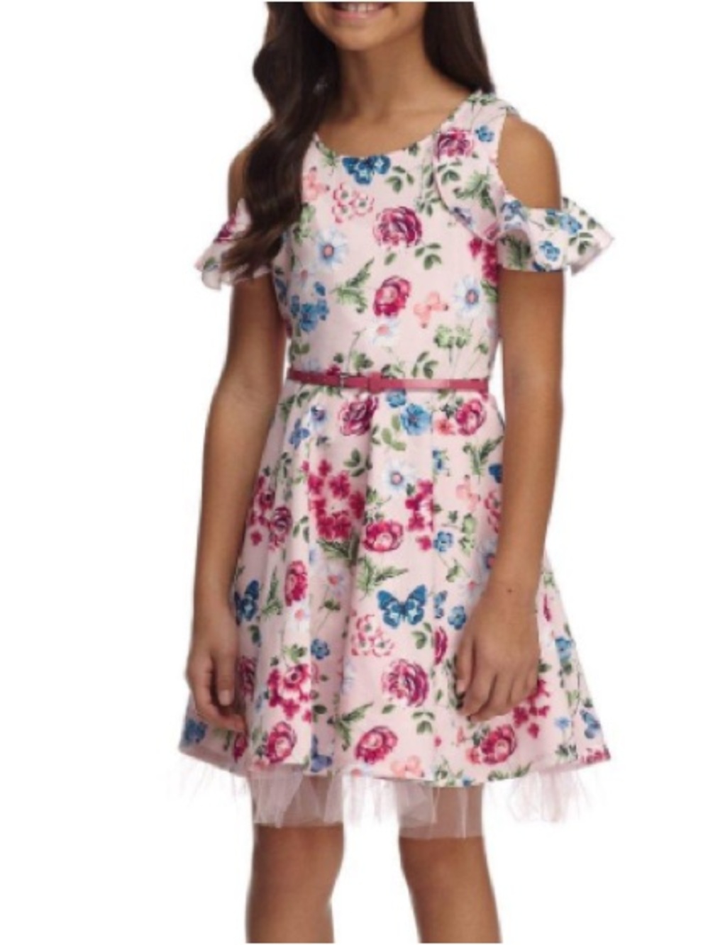 KNIT WORKS girls' blush pink cold-shoulder skater dress | 10